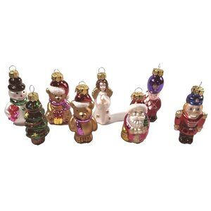 Vintage Jordan Mark collectors set 8 blown glass Christmas ornaments